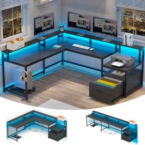 66" L Shaped Gaming Desk