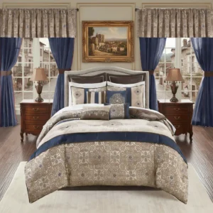 Luxury 24-Piece Satin Jacquard Comforter Set