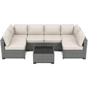 7-Piece Modular Outdoor Rattan Wicker Furniture Set
