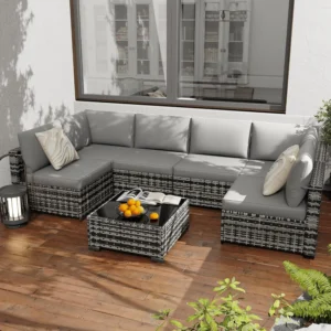 7 Piece Rattan Modular Sectional Patio Set