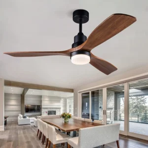 Indoor Outdoor Wood Ceiling Fan with Lights Remote Control