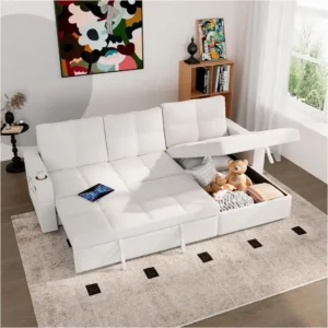 85 Sectional Sleeper Sofa with Storage