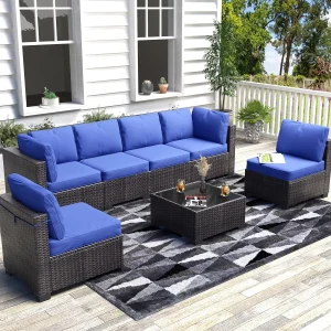 7-Piece Modular Outdoor Rattan Wicker Furniture Set