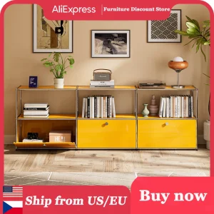 Modern Stainless Metal Storage Cabinet TV Stand
