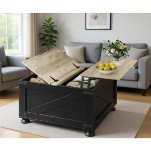 Farmhouse Style Lift Top Coffee Table with Storage